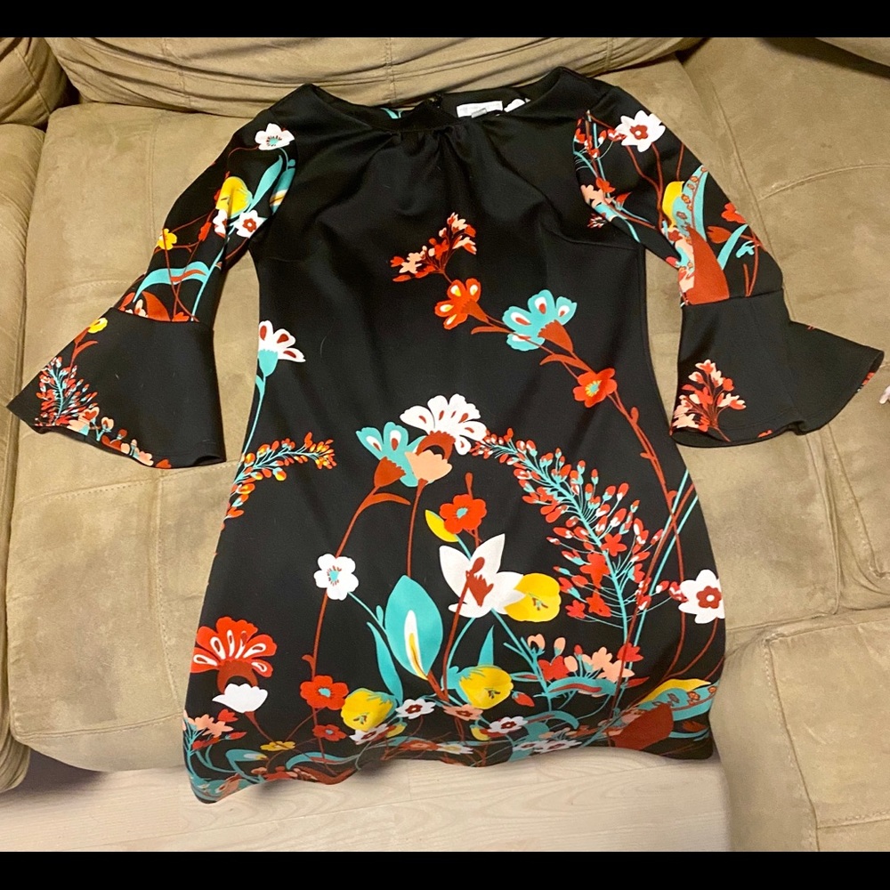 New York and Company black floral dress
